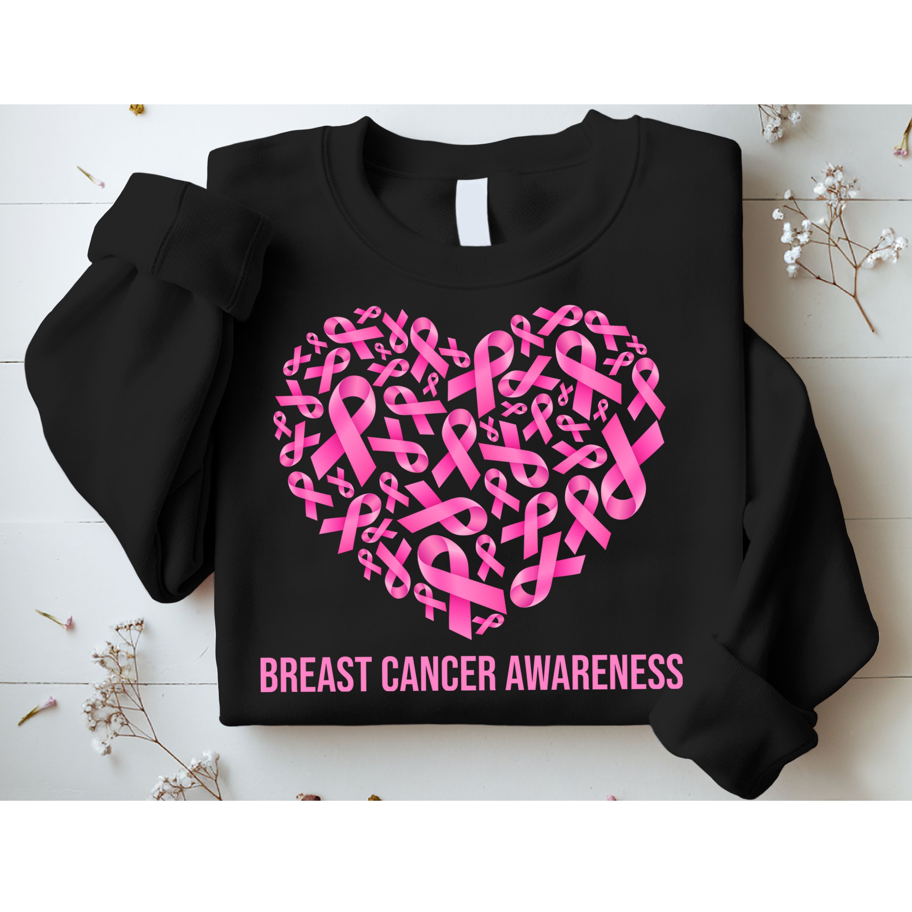 Breast Cancer Awareness Pink Ribbon Heart Sweatshirt