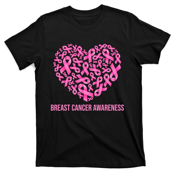 Breast Cancer Awareness Pink Ribbon Heart T-Shirt