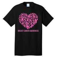 Breast Cancer Awareness Pink Ribbon Heart Tall T-Shirt