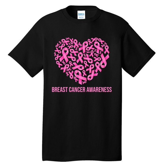 Breast Cancer Awareness Pink Ribbon Heart Tall T-Shirt