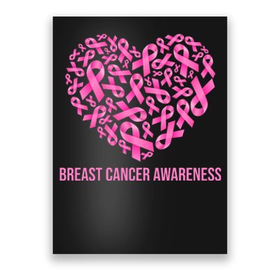 Breast Cancer Awareness Pink Ribbon Heart Poster