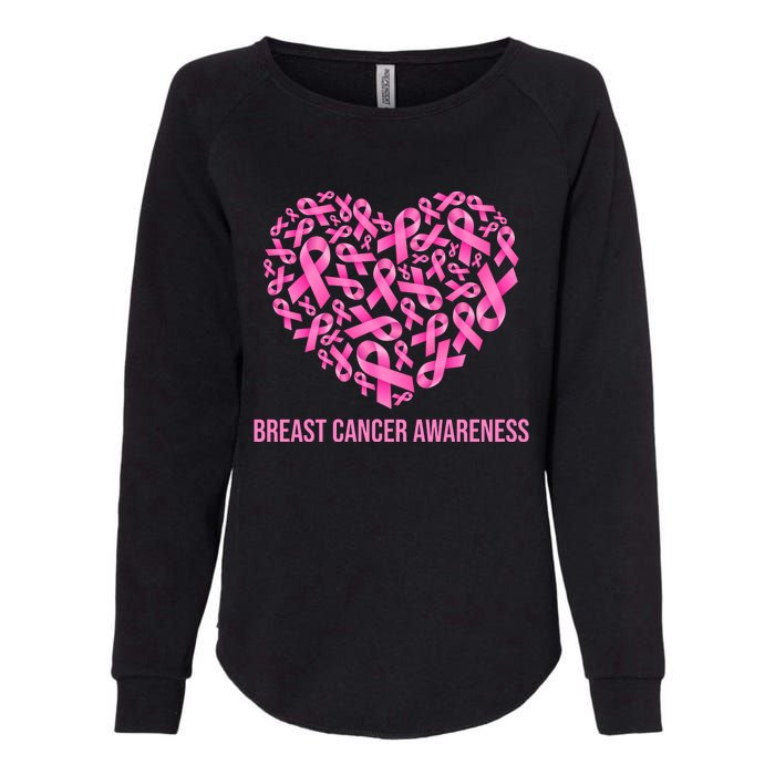 Breast Cancer Awareness Pink Ribbon Heart Womens California Wash Sweatshirt