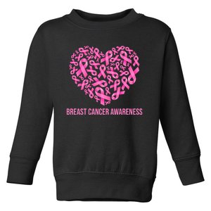 Breast Cancer Awareness Pink Ribbon Heart Toddler Sweatshirt