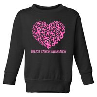 Breast Cancer Awareness Pink Ribbon Heart Toddler Sweatshirt