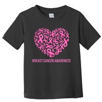 Breast Cancer Awareness Pink Ribbon Heart Toddler T-Shirt