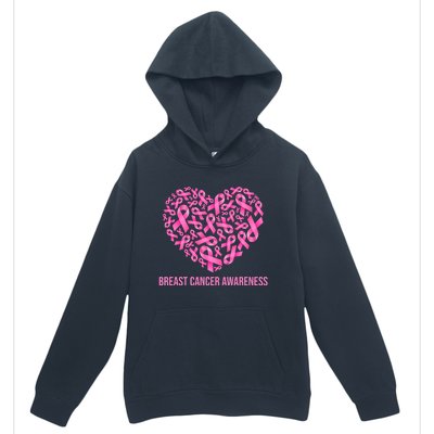 Breast Cancer Awareness Pink Ribbon Heart Urban Pullover Hoodie