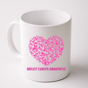 Breast Cancer Awareness Pink Ribbon Heart Coffee Mug