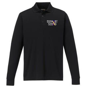 Bladder Cancer Awareness Support Squad Performance Long Sleeve Polo