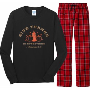 Boho Christian Autumn Give Thanks Pumpkins And Bible Verse Meaningful Gift Long Sleeve Pajama Set