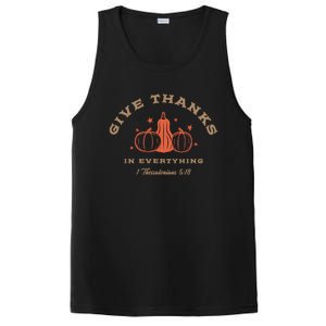 Boho Christian Autumn Give Thanks Pumpkins And Bible Verse Meaningful Gift PosiCharge Competitor Tank