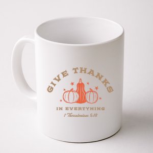 Boho Christian Autumn Give Thanks Pumpkins And Bible Verse Meaningful Gift Coffee Mug