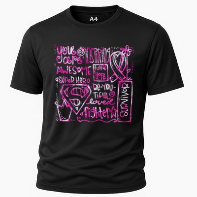 Breast Cancer Awareness Superhero Quotes Cooling Performance Crew T-Shirt