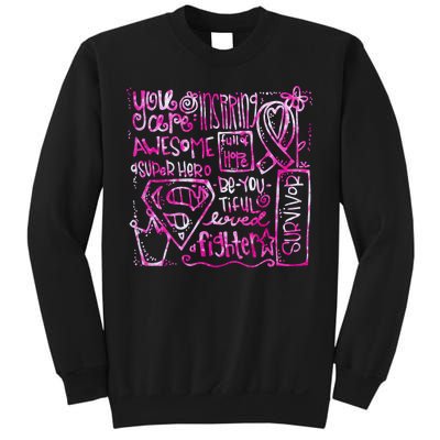 Breast Cancer Awareness Superhero Quotes Sweatshirt