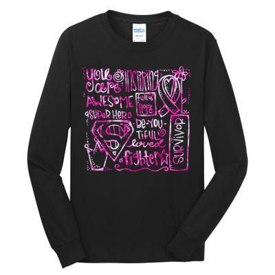 Breast Cancer Awareness Superhero Quotes Tall Long Sleeve T-Shirt