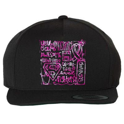 Breast Cancer Awareness Superhero Quotes Wool Snapback Cap