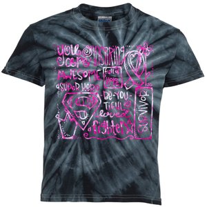 Breast Cancer Awareness Superhero Quotes Kids Tie-Dye T-Shirt