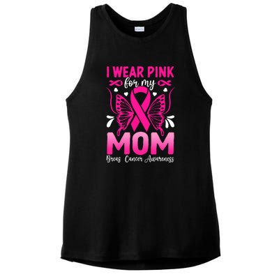 Breast Cancer Awareness I Wear Pink For My Mom Ribbon Butterfly Gift Ladies PosiCharge Tri-Blend Wicking Tank