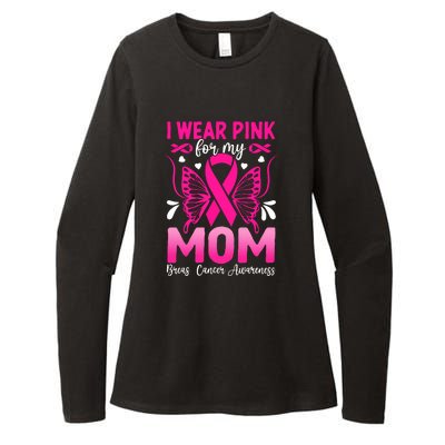 Breast Cancer Awareness I Wear Pink For My Mom Ribbon Butterfly Gift Womens CVC Long Sleeve Shirt