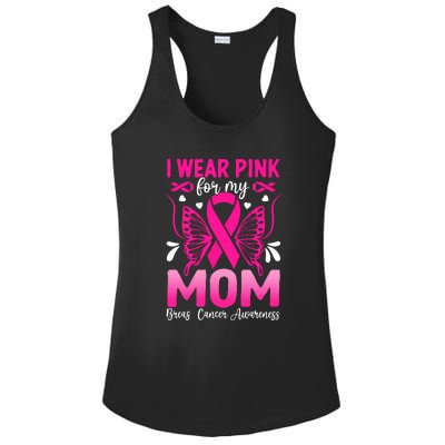 Breast Cancer Awareness I Wear Pink For My Mom Ribbon Butterfly Gift Ladies PosiCharge Competitor Racerback Tank