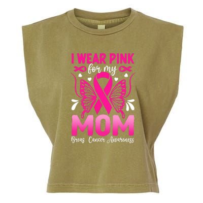 Breast Cancer Awareness I Wear Pink For My Mom Ribbon Butterfly Gift Garment-Dyed Women's Muscle Tee