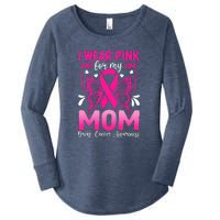 Breast Cancer Awareness I Wear Pink For My Mom Ribbon Butterfly Gift Women's Perfect Tri Tunic Long Sleeve Shirt