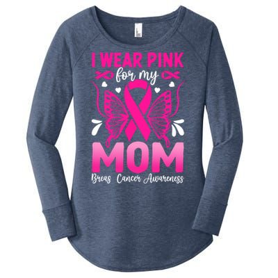 Breast Cancer Awareness I Wear Pink For My Mom Ribbon Butterfly Gift Women's Perfect Tri Tunic Long Sleeve Shirt