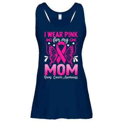 Breast Cancer Awareness I Wear Pink For My Mom Ribbon Butterfly Gift Ladies Essential Flowy Tank