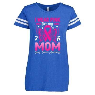 Breast Cancer Awareness I Wear Pink For My Mom Ribbon Butterfly Gift Enza Ladies Jersey Football T-Shirt