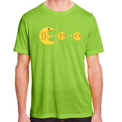 Bitcoin Chases And Eats The Dollar Euro For Crypto Fans Adult ChromaSoft Performance T-Shirt