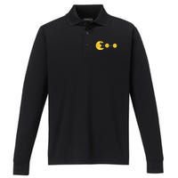 Bitcoin Chases And Eats The Dollar Euro For Crypto Fans Performance Long Sleeve Polo