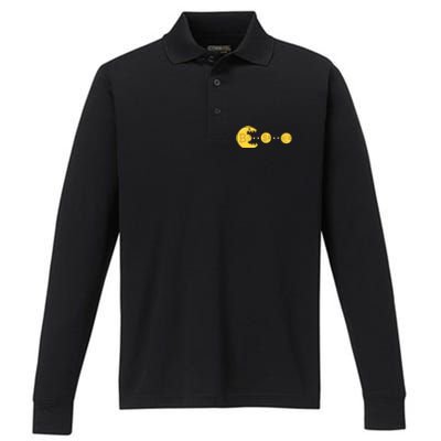 Bitcoin Chases And Eats The Dollar Euro For Crypto Fans Performance Long Sleeve Polo