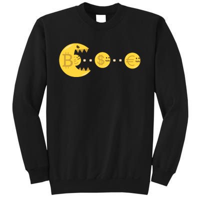 Bitcoin Chases And Eats The Dollar Euro For Crypto Fans Sweatshirt