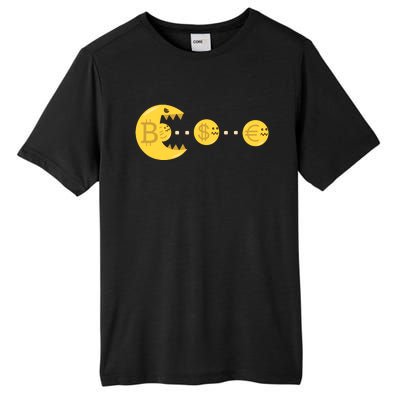 Bitcoin Chases And Eats The Dollar Euro For Crypto Fans Tall Fusion ChromaSoft Performance T-Shirt