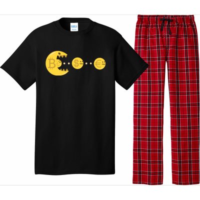 Bitcoin Chases And Eats The Dollar Euro For Crypto Fans Pajama Set