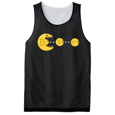 Bitcoin Chases And Eats The Dollar Euro For Crypto Fans Mesh Reversible Basketball Jersey Tank