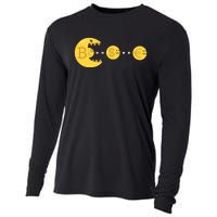 Bitcoin Chases And Eats The Dollar Euro For Crypto Fans Cooling Performance Long Sleeve Crew