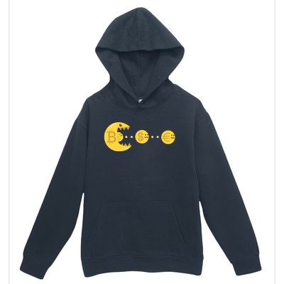 Bitcoin Chases And Eats The Dollar Euro For Crypto Fans Urban Pullover Hoodie