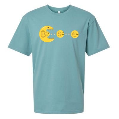 Bitcoin Chases And Eats The Dollar Euro For Crypto Fans Sueded Cloud Jersey T-Shirt