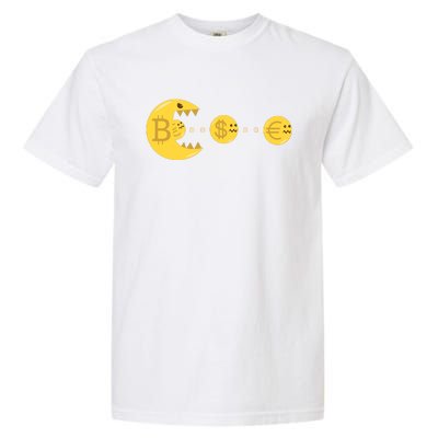 Bitcoin Chases And Eats The Dollar Euro For Crypto Fans Garment-Dyed Heavyweight T-Shirt