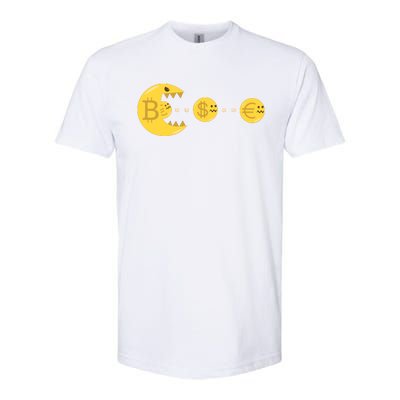 Bitcoin Chases And Eats The Dollar Euro For Crypto Fans Softstyle CVC T-Shirt