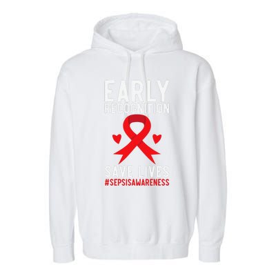 Blood Cancer Awareness Leukemia Lymphoma Myeloma Red Ribbon Gift Garment-Dyed Fleece Hoodie