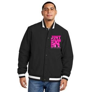 Breast Cancer Awareness Just Cure It Insulated Varsity Jacket