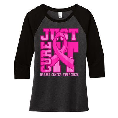 Breast Cancer Awareness Just Cure It Women's Tri-Blend 3/4-Sleeve Raglan Shirt