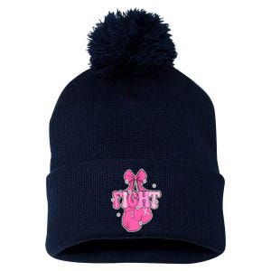 Breast Cancer Awareness Boxing Glove Pom Pom 12in Knit Beanie