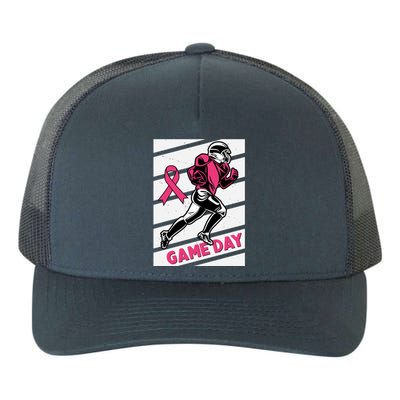 Breast Cancer Awareness Bleached Football Mom Game Day Gift Yupoong Adult 5-Panel Trucker Hat