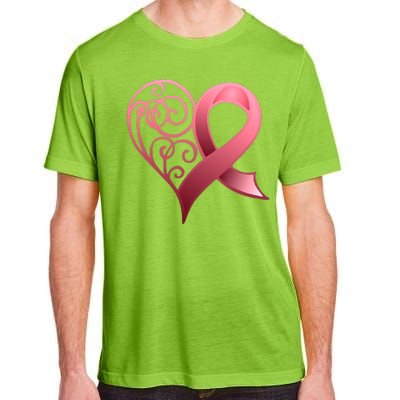 Breast Cancer Awareness Ribbon Heart Pattern Adult ChromaSoft Performance T-Shirt