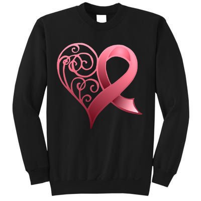 Breast Cancer Awareness Ribbon Heart Pattern Sweatshirt