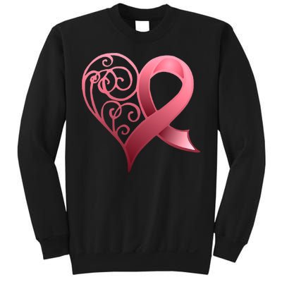 Breast Cancer Awareness Ribbon Heart Pattern Sweatshirt