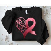 Breast Cancer Awareness Ribbon Heart Pattern Sweatshirt