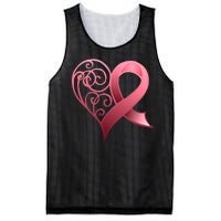 Breast Cancer Awareness Ribbon Heart Pattern Mesh Reversible Basketball Jersey Tank